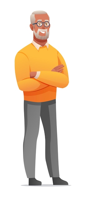 Ilustração vetorial de personagem de avô feliz