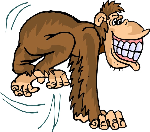 Vetor ilustração vetorial de personagem de desenho animado animal desenhado à mão de macaco engraçado