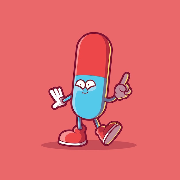Vetor ilustração vetorial de personagem de pílula de medicina conceito de design de ícone de saúde de medicina