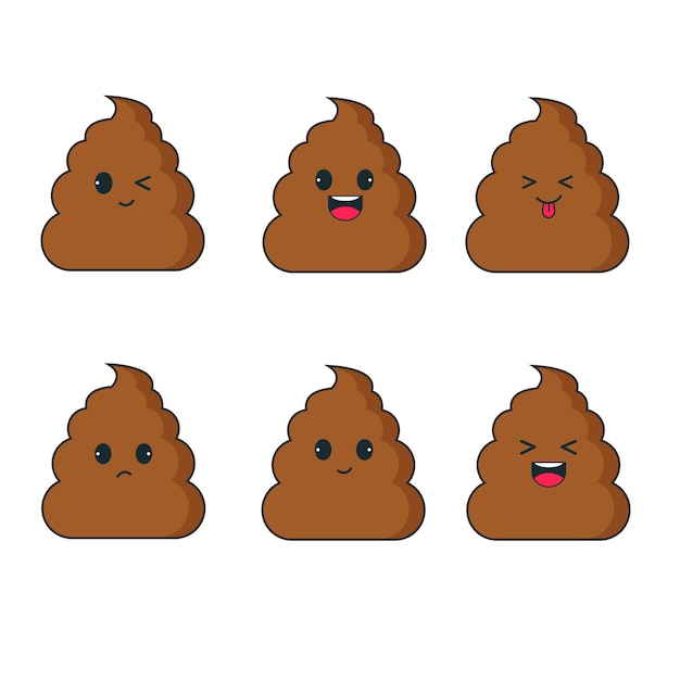 Ilustração vetorial de personagem Kawaii de cocô feliz fofo