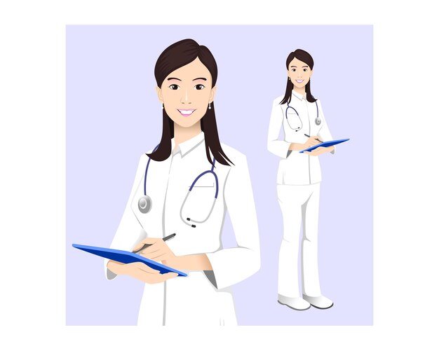 Ilustração vetorial de personagens de enfermeiras femininas