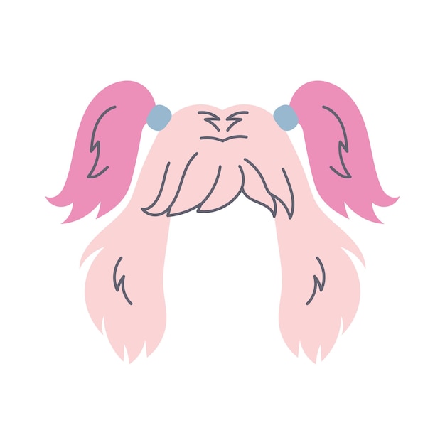 Ilustração vetorial de peruca de anime rosa