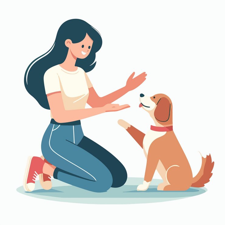 Vetor ilustração vetorial de pessoas com animais de estimação em estilo de design plano