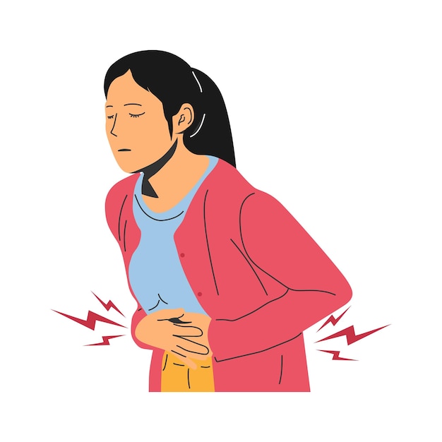 Vetor ilustração vetorial de pessoas com dor de estômago e náusea