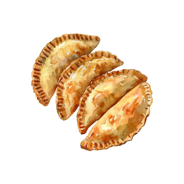 Ilustração vetorial de pierogi em estilo aquarela