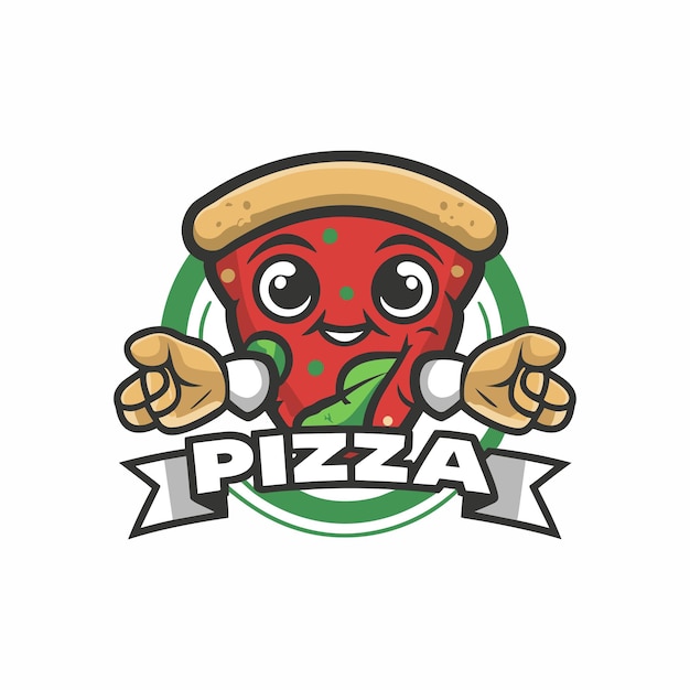 Ilustração vetorial de pizza, mascote, logotipo, desenho animado