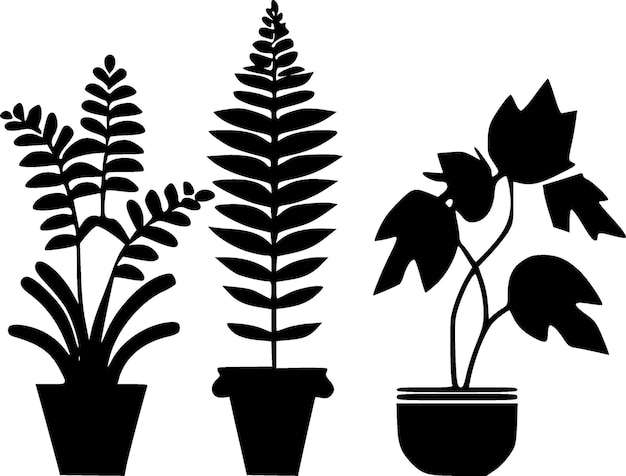 Vetor ilustração vetorial de plantas em preto e branco