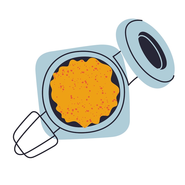 Vetor ilustração vetorial de pó de cúrcuma em um frasco de vidro aberto estilo desenho animado plano com cores vibrantes