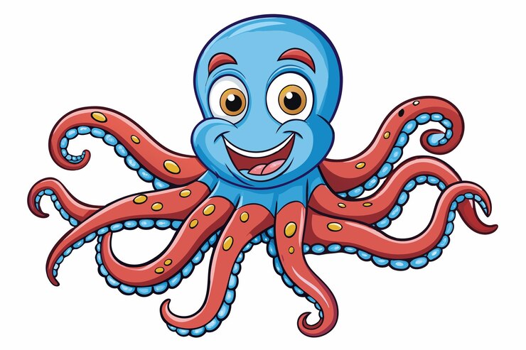Vetor ilustração vetorial de polvo engraçado clipart de desenho animado e design de arte de linha em fundo branco