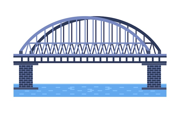 Ilustração vetorial de ponte Elemento de arquitetura da cidade com autoestrada de cabos e construção de pontes