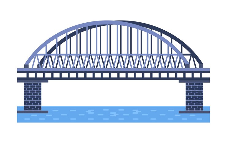 Vetor ilustração vetorial de ponte elemento de arquitetura da cidade com autoestrada de cabos e construção de pontes