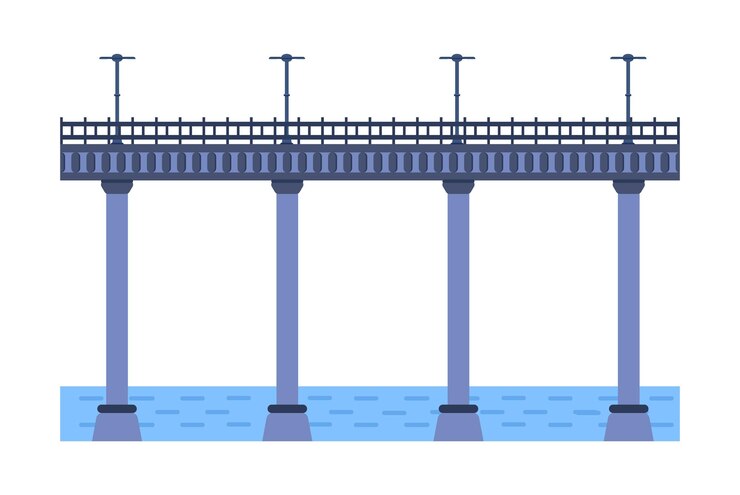 Vetor ilustração vetorial de ponte elemento de arquitetura da cidade com autoestrada de cabos