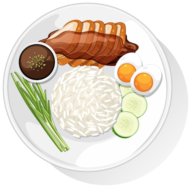 Ilustração vetorial de pratos da culinária asiática