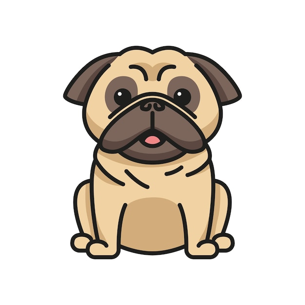 Ilustração vetorial de pug fofo