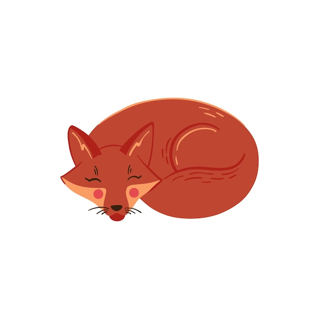 Ilustração vetorial de raposa adormecida fofa Clipart de animais da floresta da temporada de outono