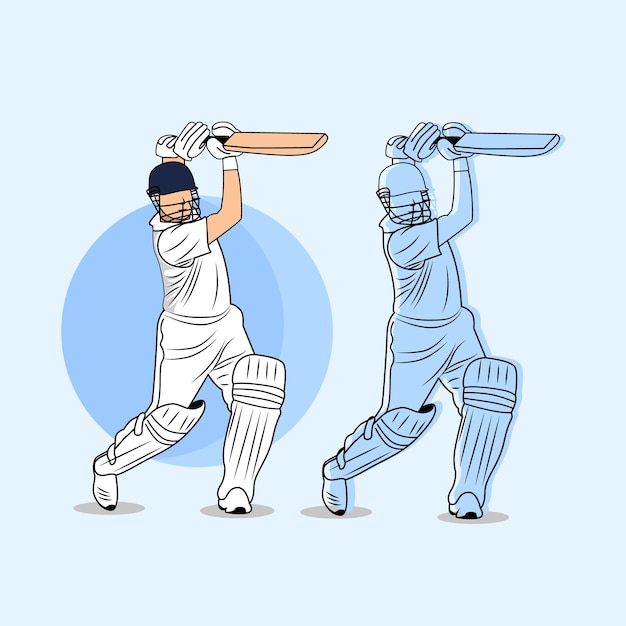 Ilustração vetorial de rebatidas de críquete desenhada à mão