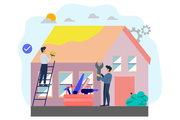 Ilustração vetorial de renovação de casas Pode ser usada para imóveis