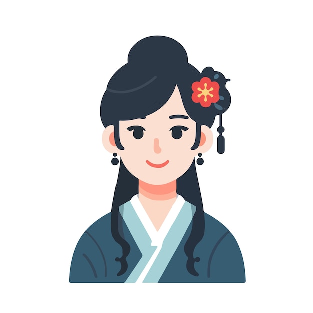 Ilustração vetorial de retrato de mulher chinesa