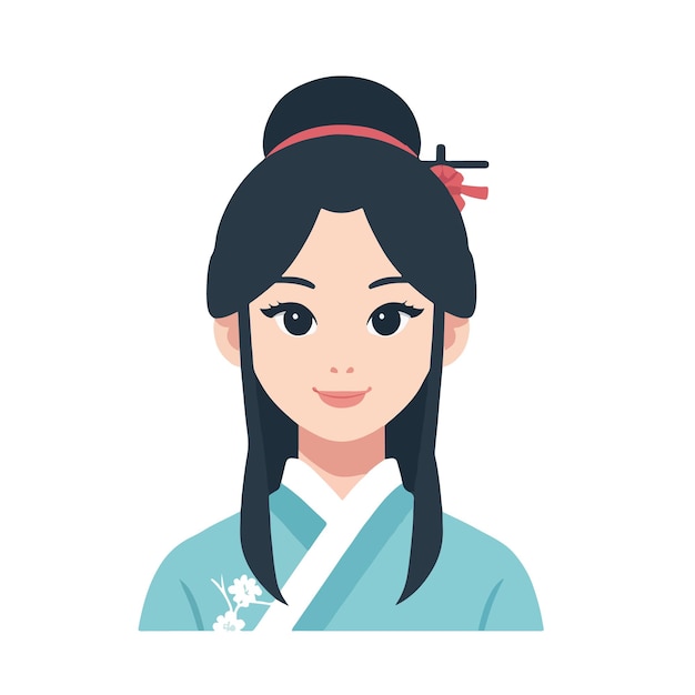 Ilustração vetorial de retrato de mulher chinesa
