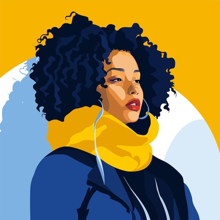 Vetor ilustração vetorial de retrato de mulher negra