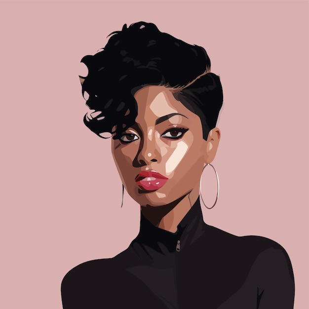 Ilustração vetorial de retrato de mulher negra