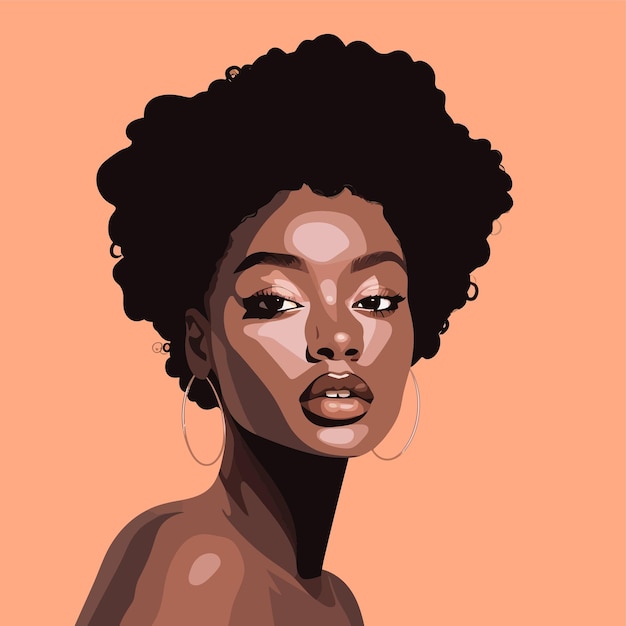 Vetor ilustração vetorial de retrato de mulher negra