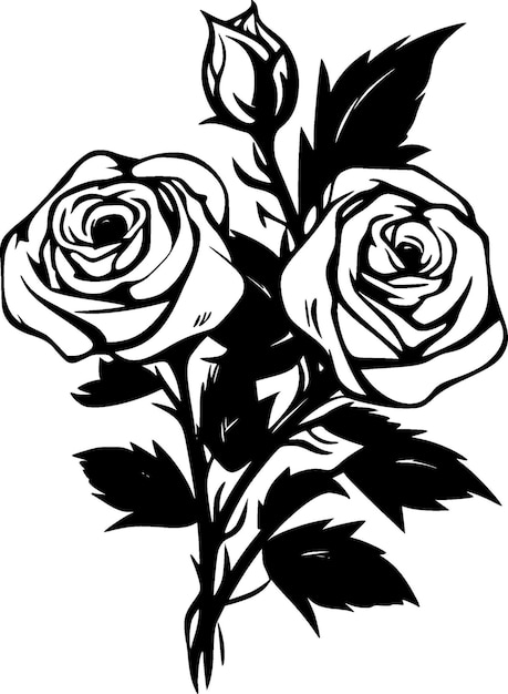 Vetor ilustração vetorial de rosas pretas e brancas