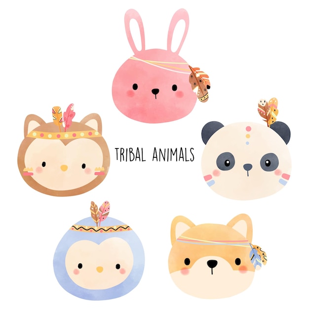 Ilustração vetorial de rosto animal animal tribal