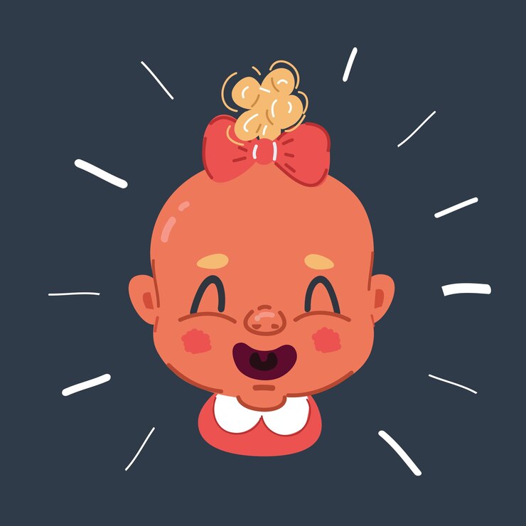 Vetor ilustração vetorial de rosto de menina rindo ou chorando em fundo escuro