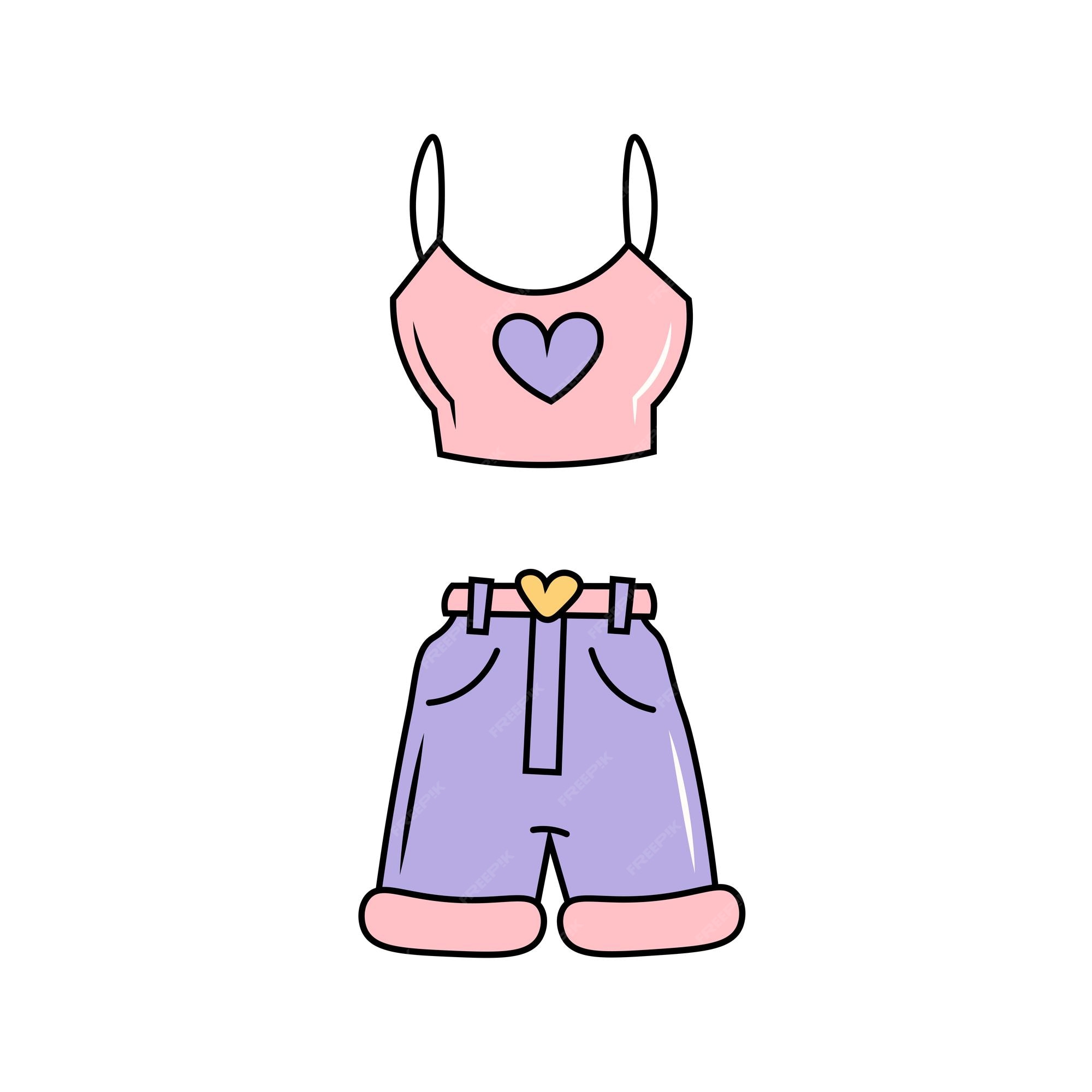 Ilustração vetorial de roupa de menina dos anos 90