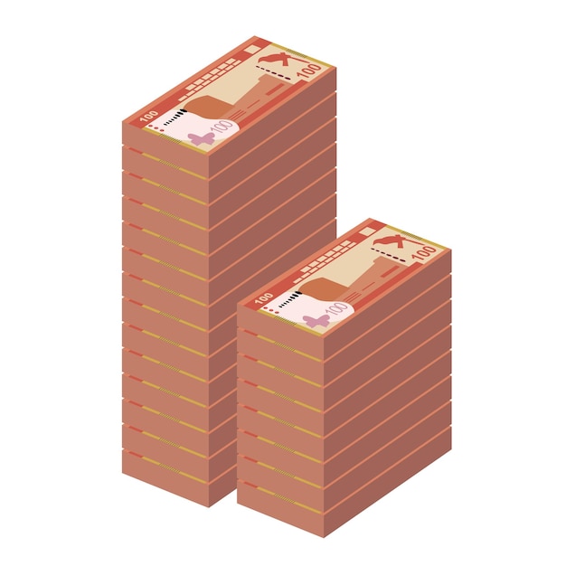 Ilustração vetorial de rúpia do sri lanka conjunto de dinheiro do sri lanka notas de banco papel-moeda 100 rs