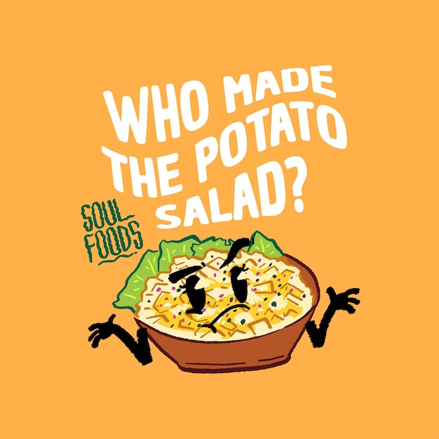 Ilustração vetorial de salada de batata engraçada