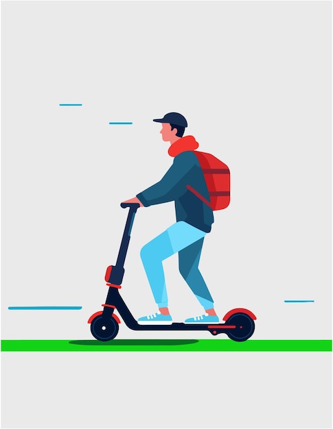 Vetor ilustração vetorial de scooter com fundo cinza claro