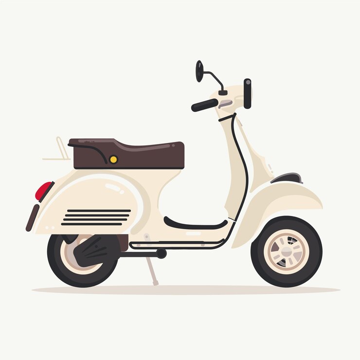 Ilustração vetorial de scooter creme clássico com fundo branco isolado Design de ciclomotor retrô bege
