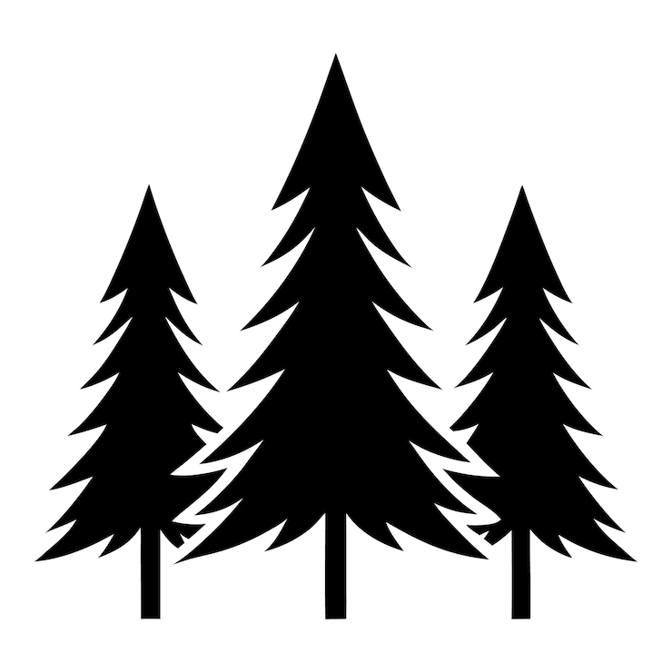 Vetor ilustração vetorial de silhueta de árvore de montanha