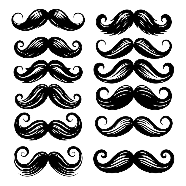 Ilustração vetorial de silhueta de bigode bundle de bigodes bundle de ilustração vetorial preta