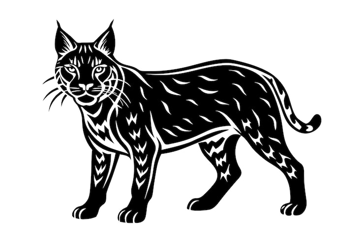 Vetor ilustração vetorial de silhueta de bobcat em fundo branco