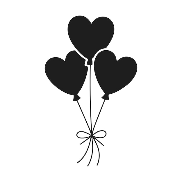 Ilustração vetorial de silhueta de buquê de balão de coração
