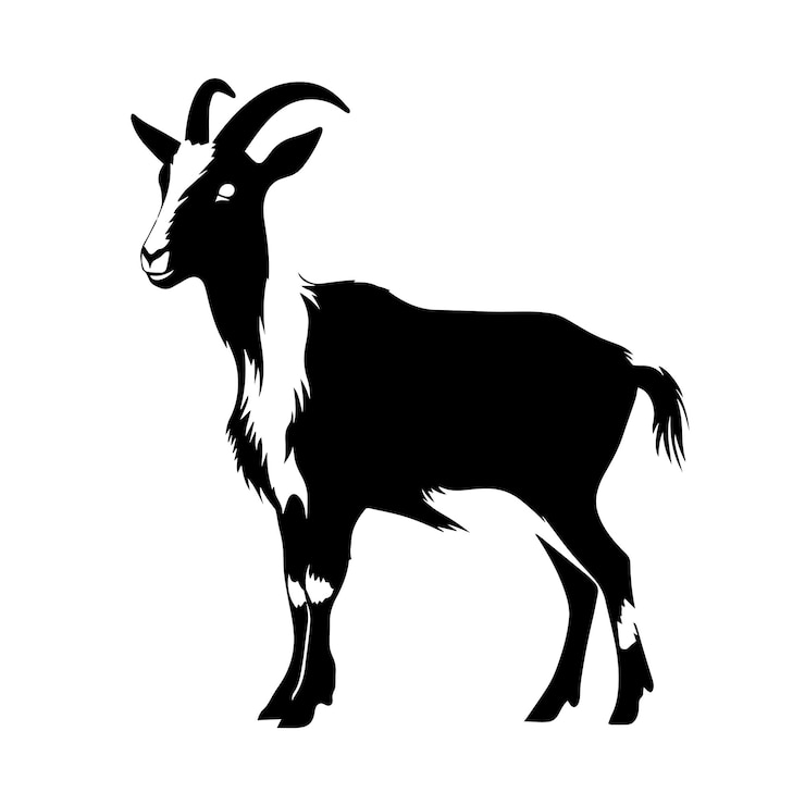 Vetor ilustração vetorial de silhueta de cabra ícone e sinal de silhuete de cabra
