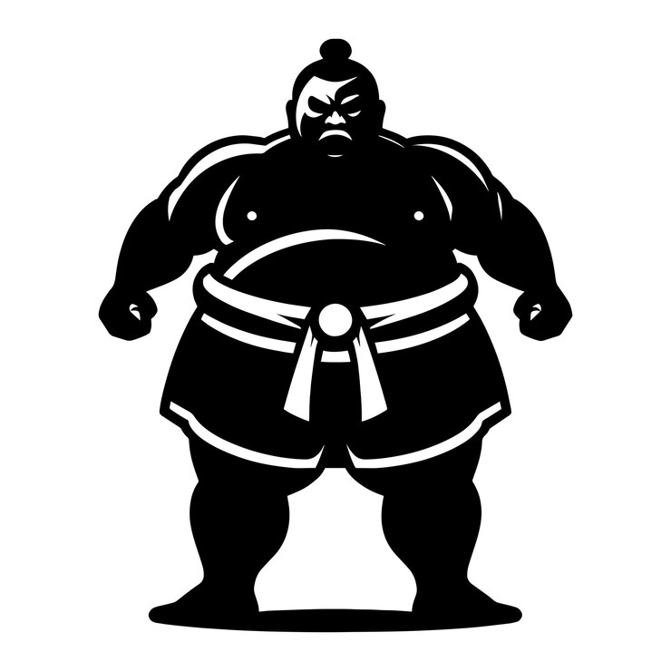 Vetor ilustração vetorial de silhueta de luta de sumo isolada em um fundo branco