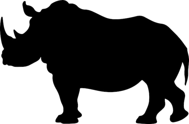 Vetor ilustração vetorial de silhueta de rinoceronte fundo branco