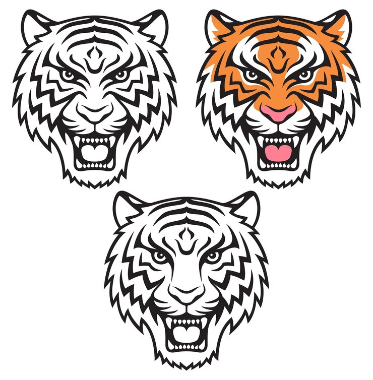 Ilustração vetorial de silhueta de rosto de tigre