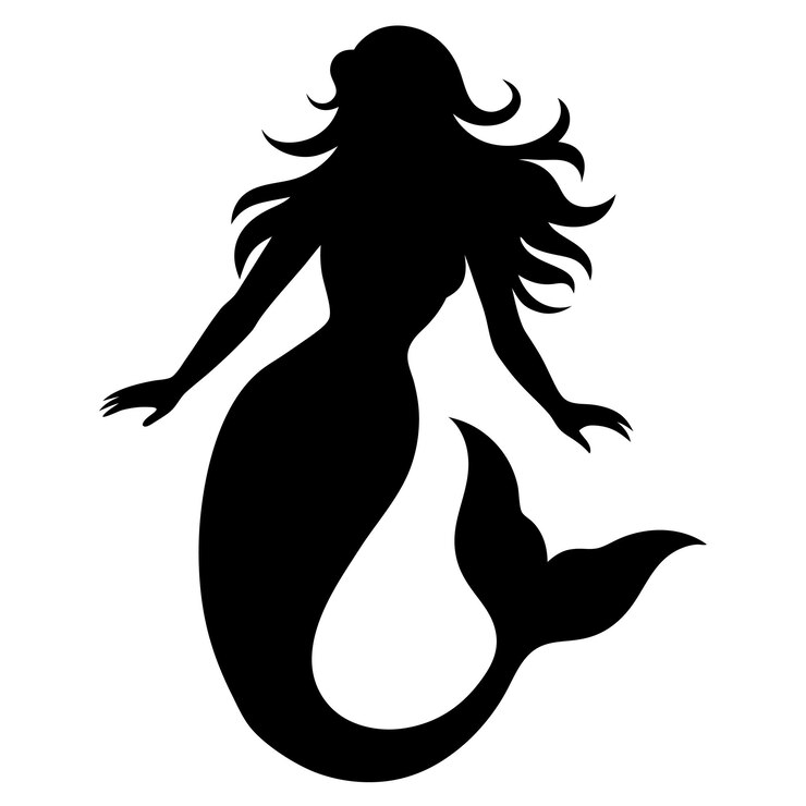 Vetor ilustração vetorial de silhueta de sereia elegante para projetos de design mítico e de fantasia