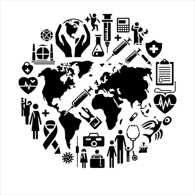Ilustração vetorial de silhueta do dia mundial da saúde ilustração plana da celebração do dia internacional da saúde