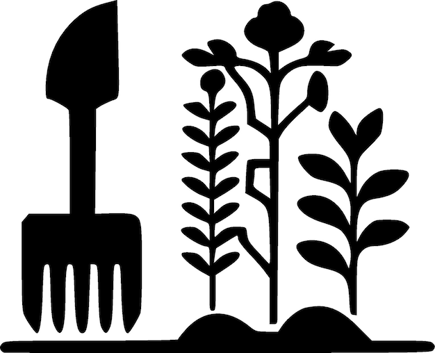 Vetor ilustração vetorial de silhueta minimalista e simples de jardinagem