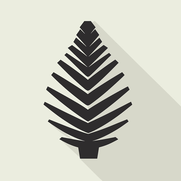 Ilustração vetorial de silhueta preta de uma cone de pinheiro em fundo branco