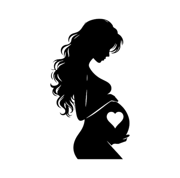 Ilustração vetorial de silhueta vetorial de mulher grávida isolada em fundo branco