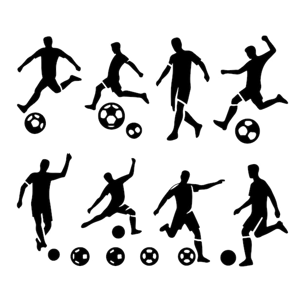 Ilustração vetorial de silhuetas de jogadores de futebol