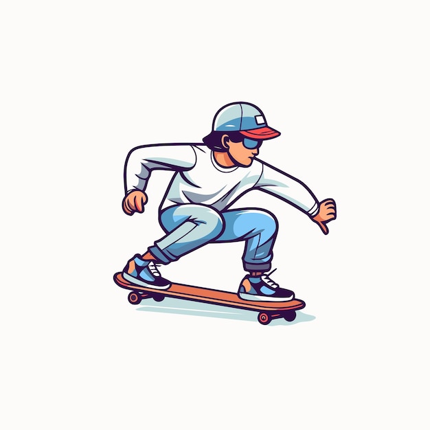 Ilustração vetorial de skateboarder skateboarder montando em um skateboard