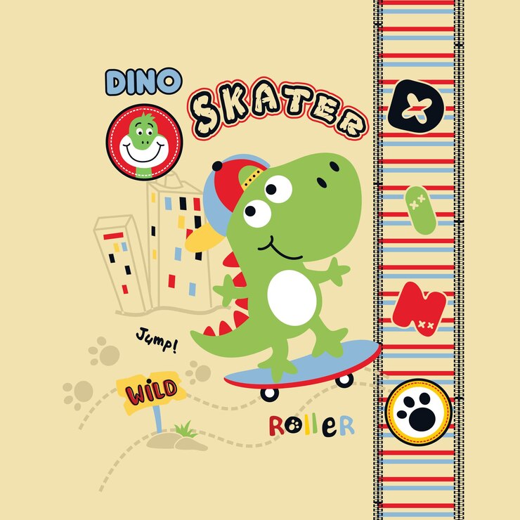 ilustração vetorial de skatista de desenho animado de dinossauro fofo